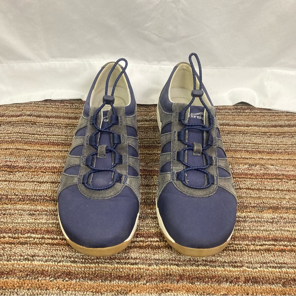 Dansko Sz 42 Women’s Blue Suede Canvas Sneakers Bungee Laces Comfort Shoes EUC - Picture 9 of 9